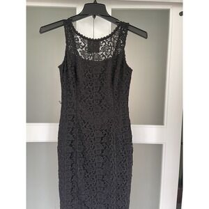 White House Black Market Black Lace Dress Size 2 Sleeveless Cocktail Wedding